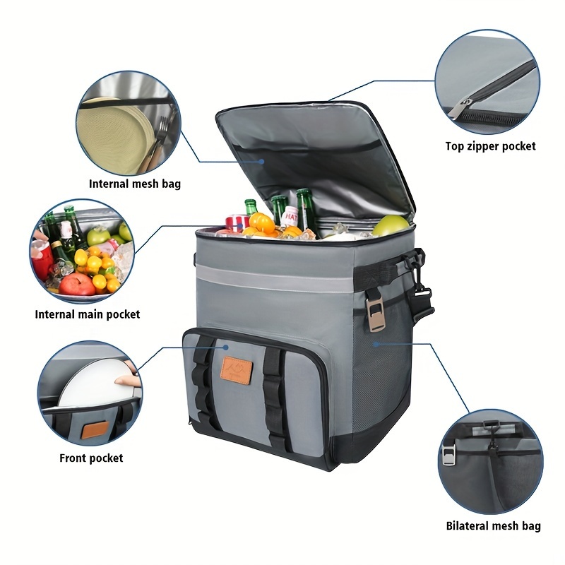 35L Large Insulated Cooler Bag with Pull Rod, Durable Polyester
