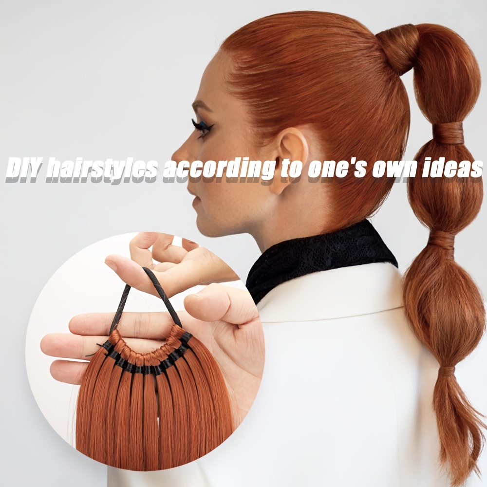womens long straight orange ponytail extension high temperature fiber synthetic hair   daily wear hairpiece for volume increase details 1