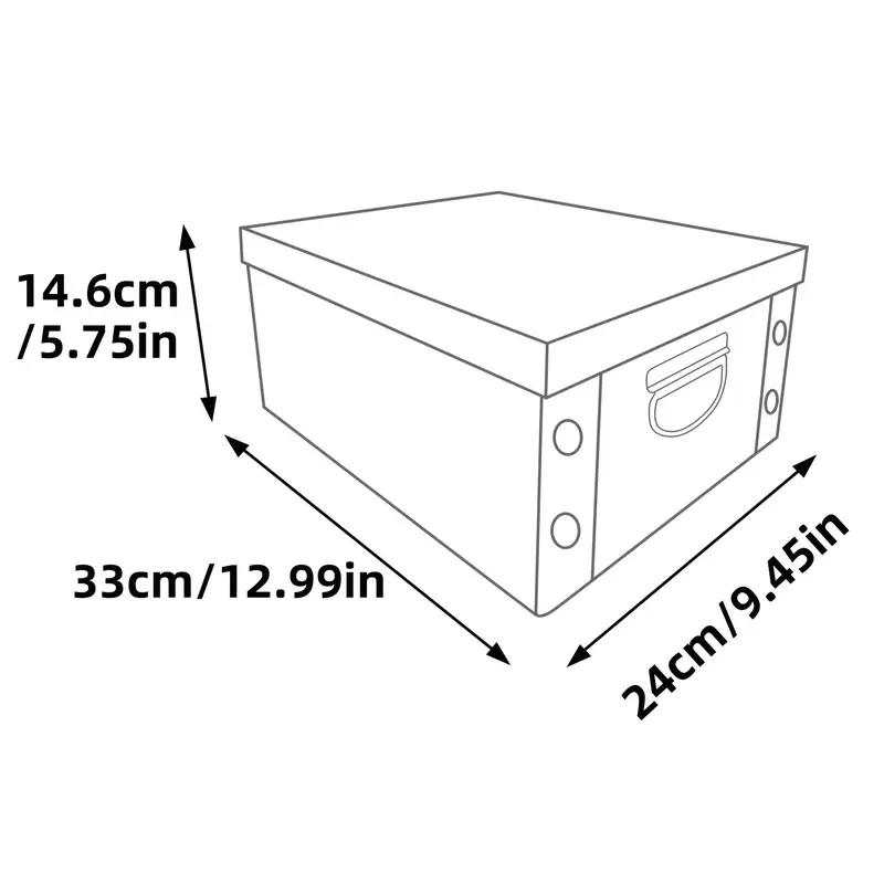Lot De 3 Boîtes De Rangement Pliables Avec Couvercle - 16L - Carton Et Métal Noir - 40,5 X 28 X 14,5 Cm