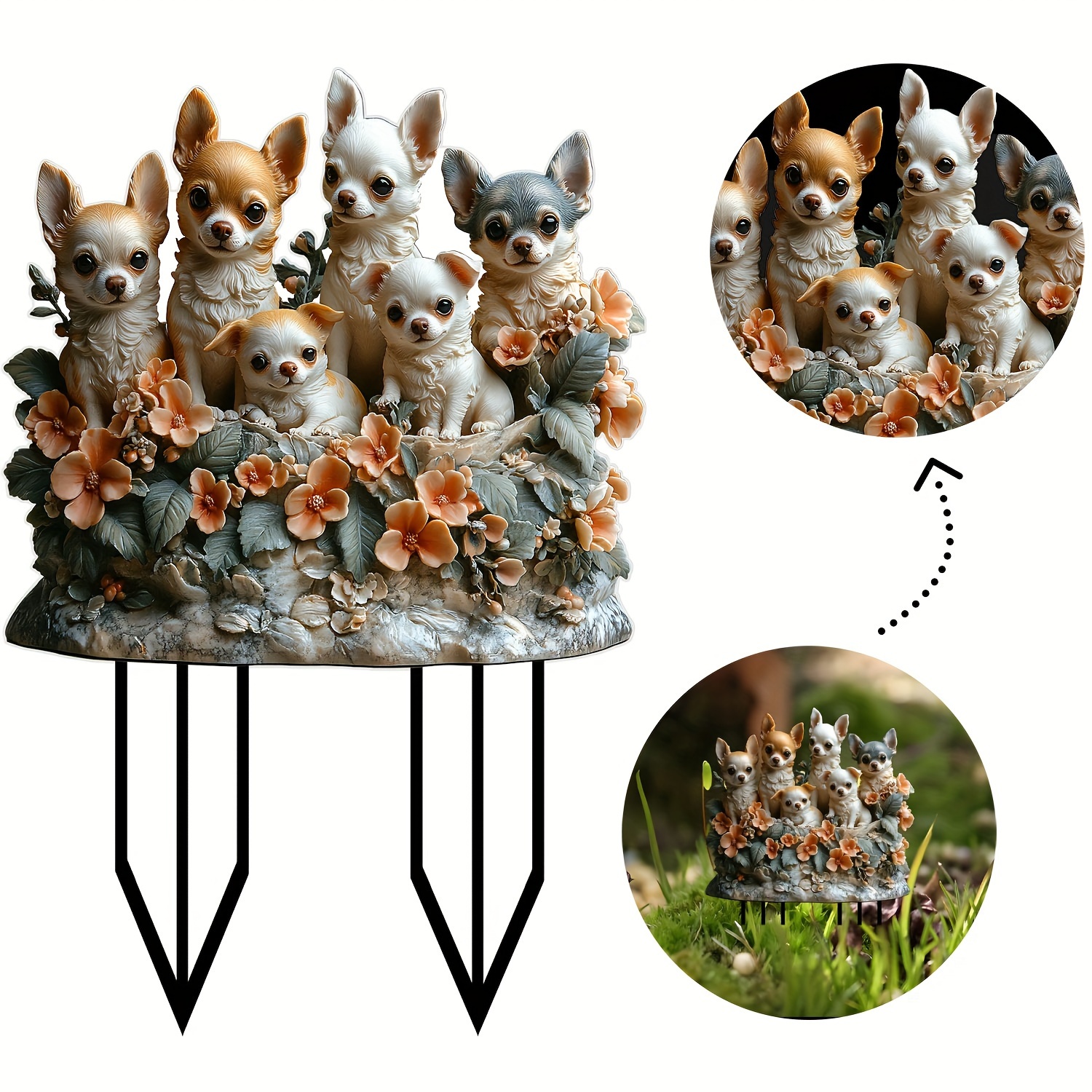 

1-pack Charming Chihuahua Acrylic Garden Stake Suncatchers, Festive Holiday Party Decor Statues, Perfect Christmas Gift For Friends, Durable Animal-themed Lawn Ornament, Ideal Housewarming Present