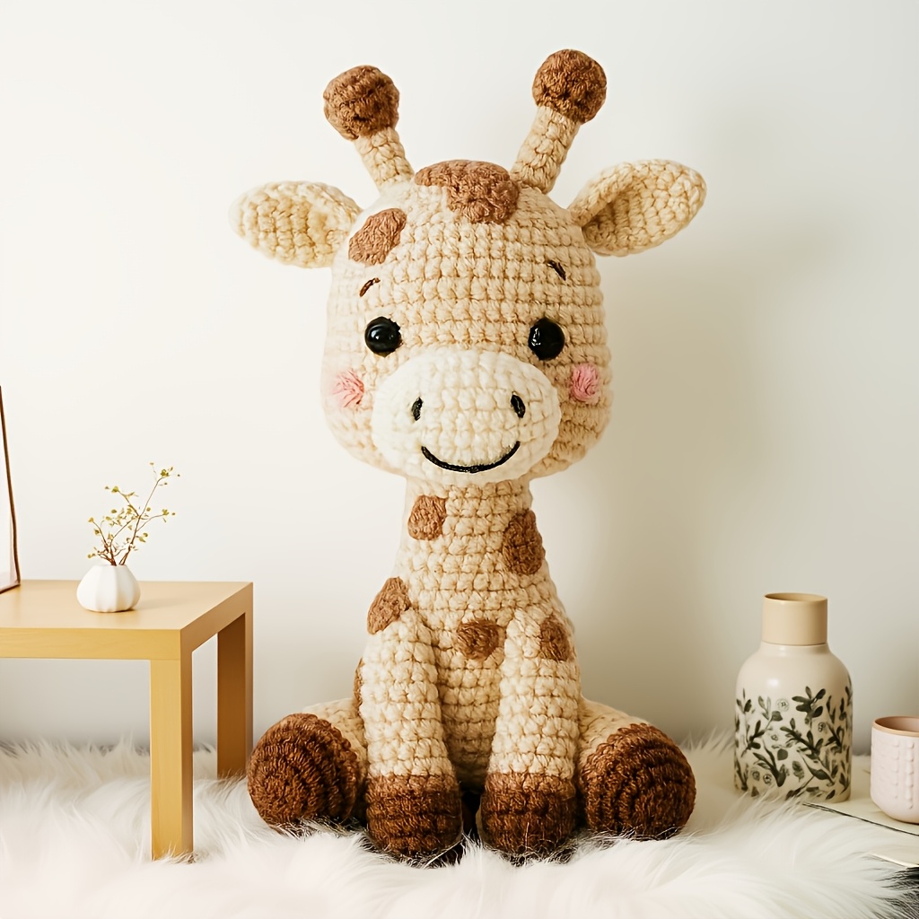 Image of Cute Giraffe Amigurumi Crochet Kit, Snowman Crochet Material Pack, Beginner-friendly Diy Craft Kit. The Kit Includes Knitting Materials And An English Knitting Basics Tutorial Manual With Instructions