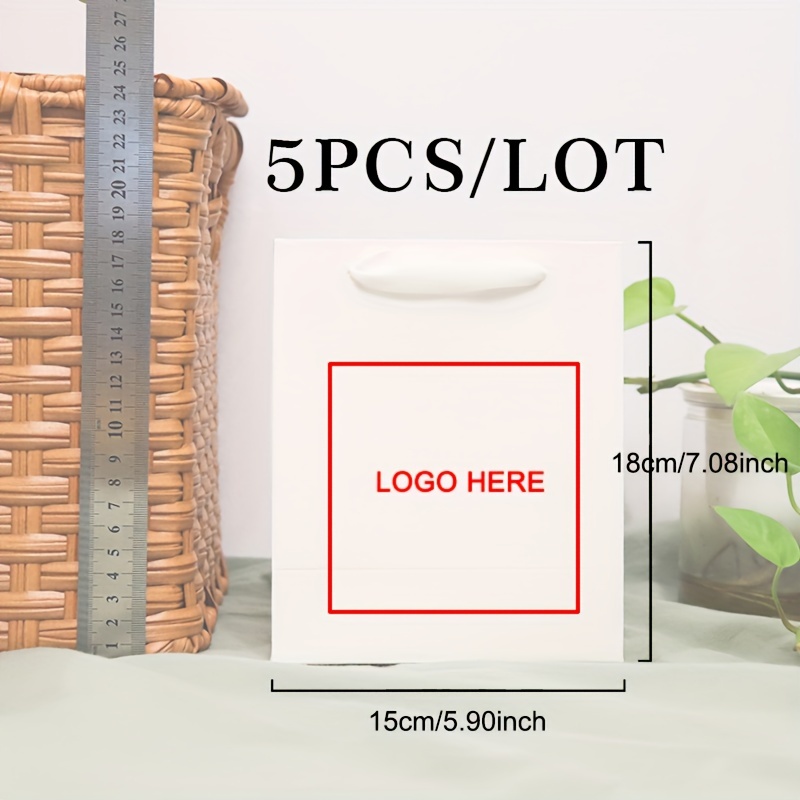 TEMU 5pcs/Lot Sacs Cadeaux en Papier Personnalisés avec Votre Logo, Cadeaux de Mariage, Saint-Valentin, Noël, Baby Shower, Sacs d'Emballage,