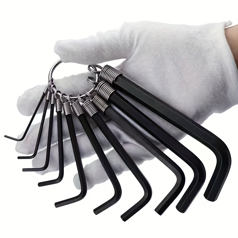 

10pcs Hex Wrench Set, Metric & Imperial, L-shape, , Pocket-sized, Hand Tools For Car Maintenance, Interchangeable, Manual , , Suitable For Models