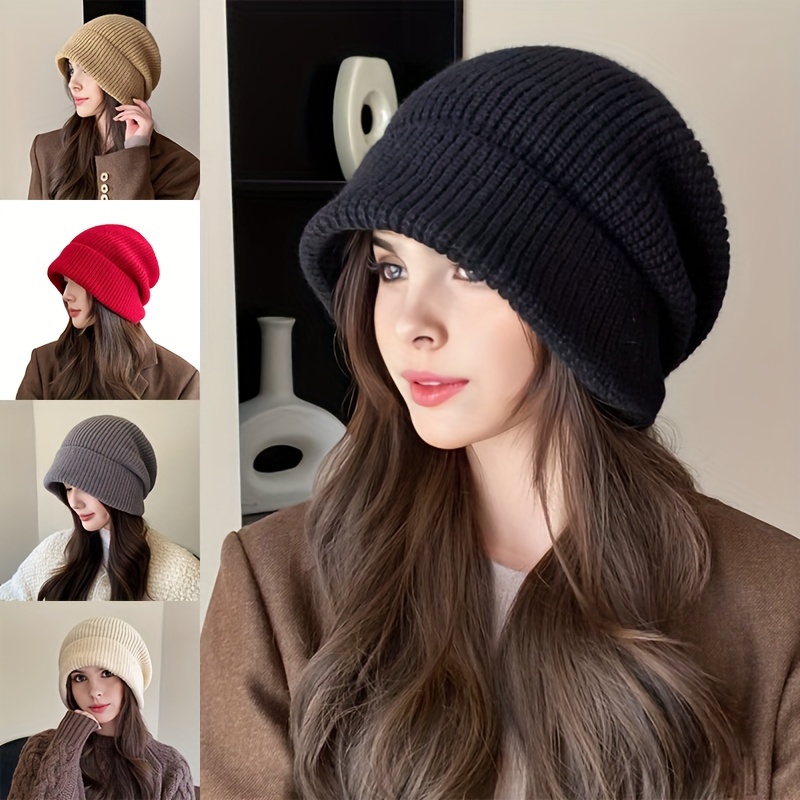 

Women's Knit Beanie Cap For Autumn/winter – Acrylic Fabric, , Solid Color, Ear Warmer , Fashionable Slouchy Style For A Petite (1 Piece)