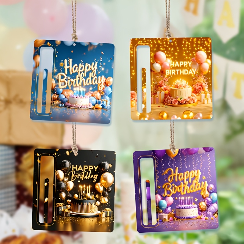 TEMU 2d 4pcs/set Happy Birthday Money Holder, Birthday Cash Gift Holder, Colorful Balloon Cake Pattern Money Gift Holder, Birthday Party Cash Gift