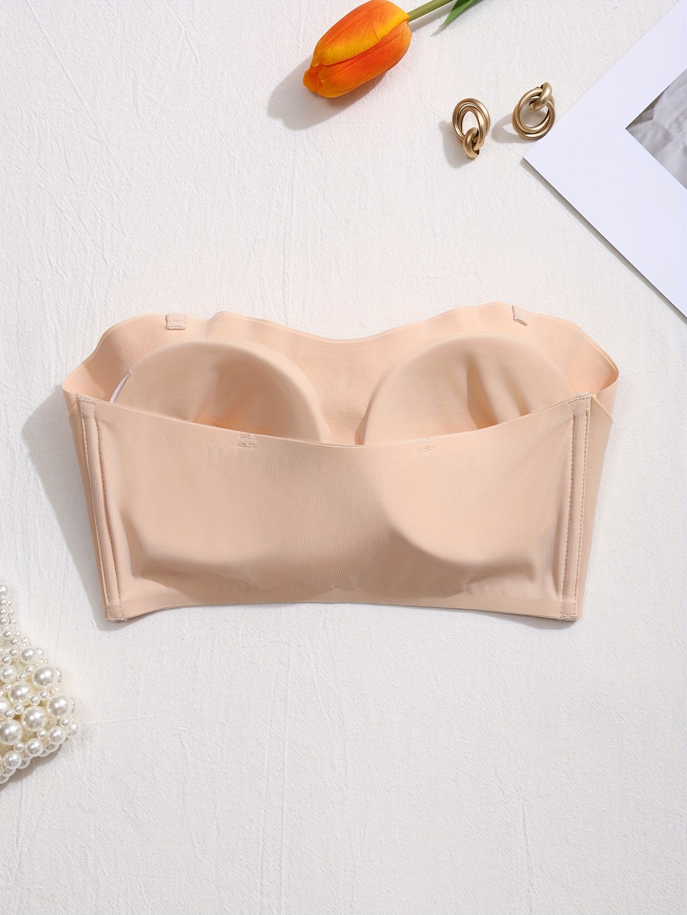 Solid Seamless Strapless Anti Sagging Wireless Bandeau, Comfy Push Up Bra, Women's Lingerie & Underwear - Full Coverage and Comfortable Support for Women