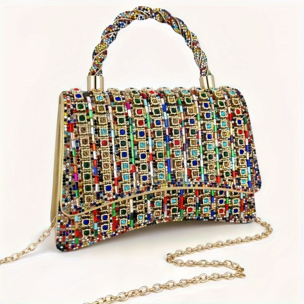 

Pochette en cristal étincelant, sac de soirée de strass colorés - pour les , les fêtes, les danses, les carnavals, les festivals et les festivals de musique