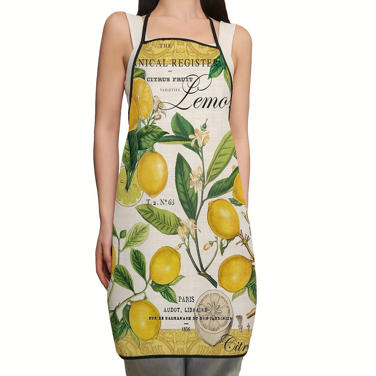 

Chic Lemon Print Polyester Apron For Kitchen & Dining - Durable, Woven Design