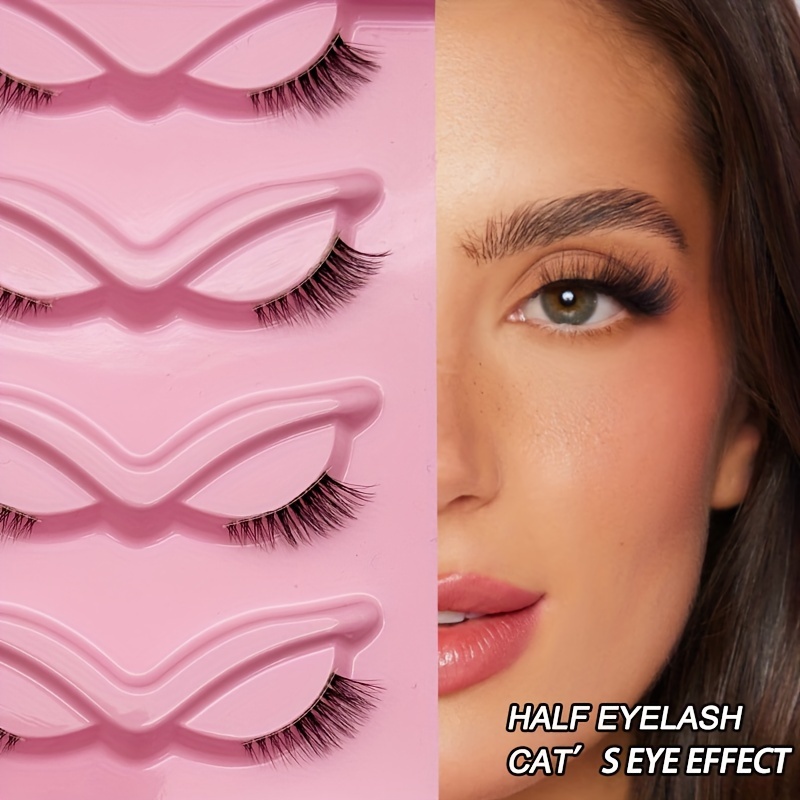 Half Lashes With Clear Band Natural Looking Wispy Cat Eye Eyelashes False Lashes 5 Pairs Short Soft