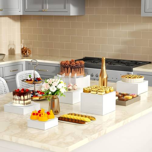 6pcs acrylic display stand hollow nesting trays lightweight and easy to clean suitable for bakeries collectible display cosmetic organization jewelry stores buffet service festival birthday cake scene decoration gifts