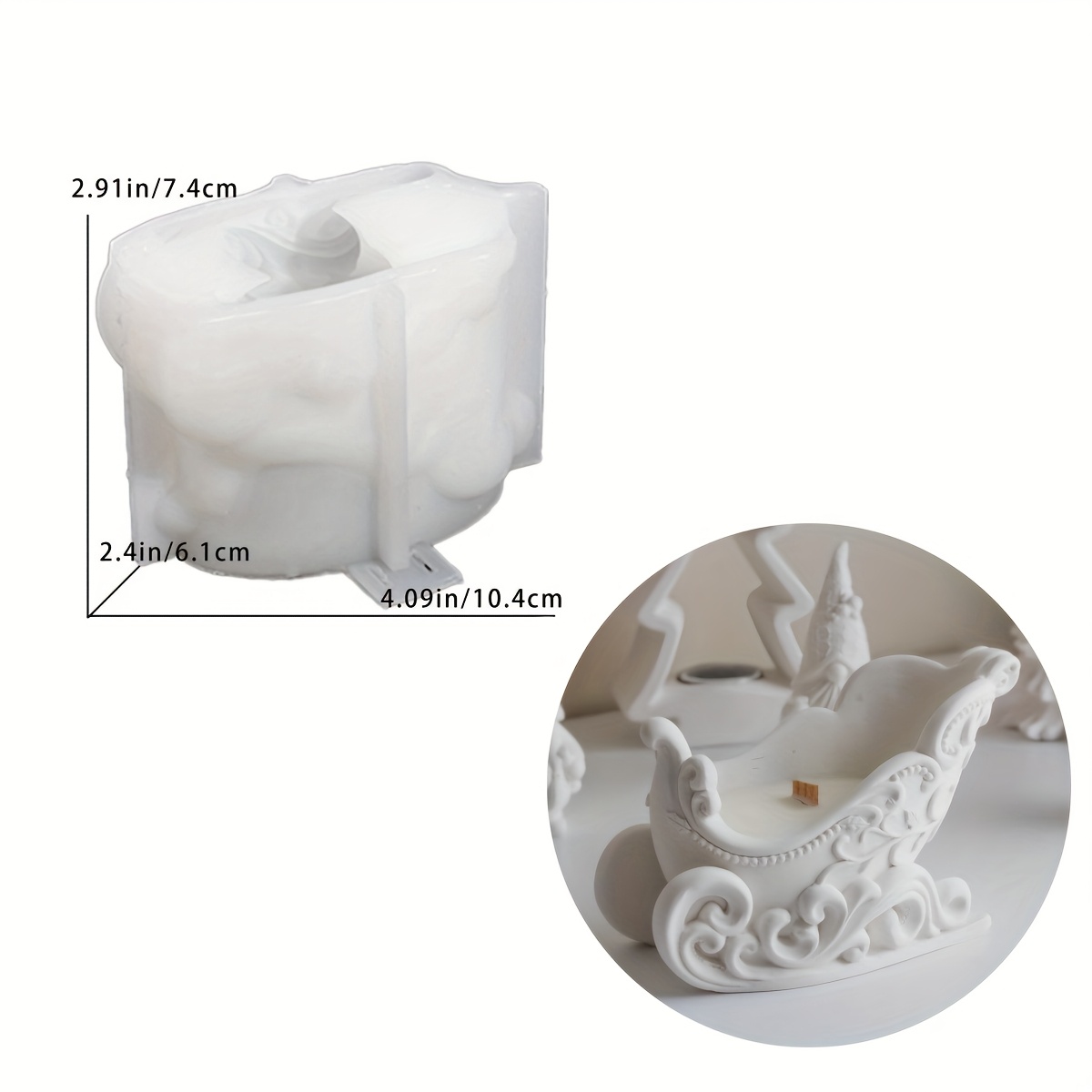 3d Sleigh Candle Cup Resin Silicone Mold Christmas Sled Storage Box Molds For Diy Creative Sleigh Jewelry Container Molds Clay Plaster Home Decorations Molds