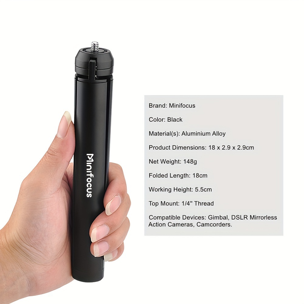 Metal Mini Tripod, Table Top Tripod Compact Tripod With 1/4" Screws For Smooth 4, Crane Plus, Crane 2, Mobile, -s, Vimble 2, Head Grip And All Cameras. Aluminium Smooth Fee