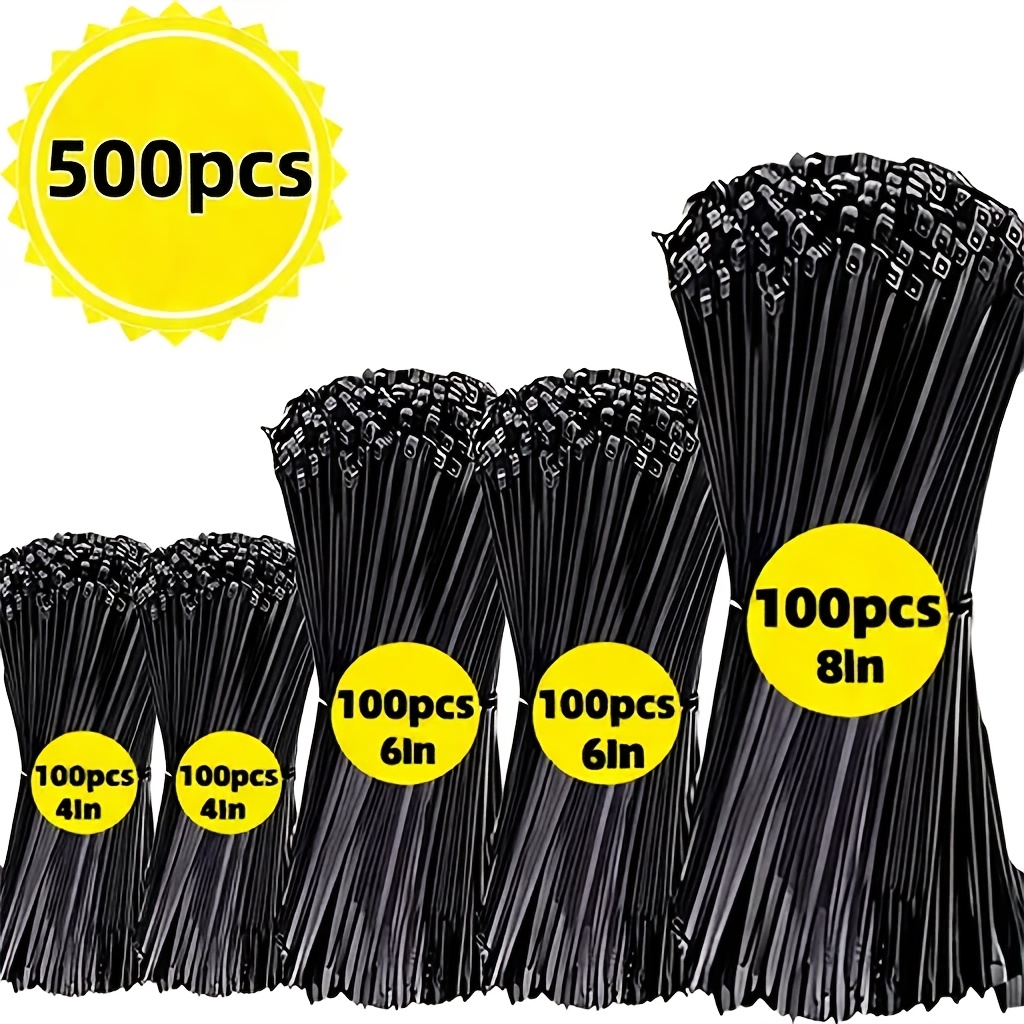 TEMU Lot de 500 Attaches-câbles en Nylon Durable, Auto-bloquantes et Réglables, Antidérapantes, Tailles 100/150/200 mm, Organisateurs de Câbles,