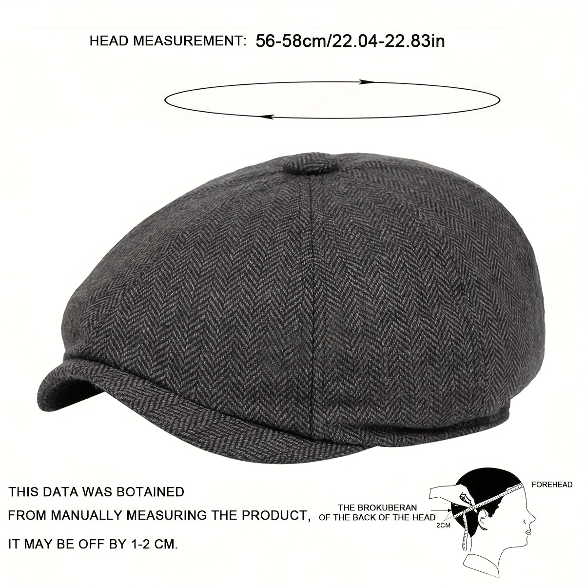 Men's Newsboy Caps KUTTOR 4 Pieces Men's Herringbone Flat Newsboy Hat Classic Newsboy