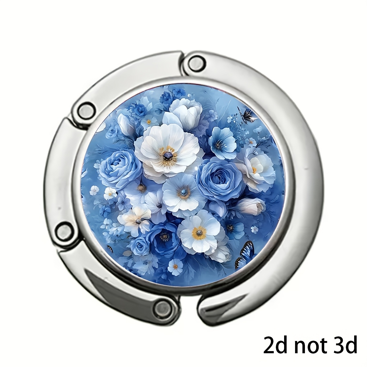 TEMU Piatto 2D, 1 pz Gancio per Borsa Piatto 2D, Gancio Pieghevole per Borsetta da Donna con Iris, Rosa, e , Accessorio per Bordo Tavolo con Motivo a