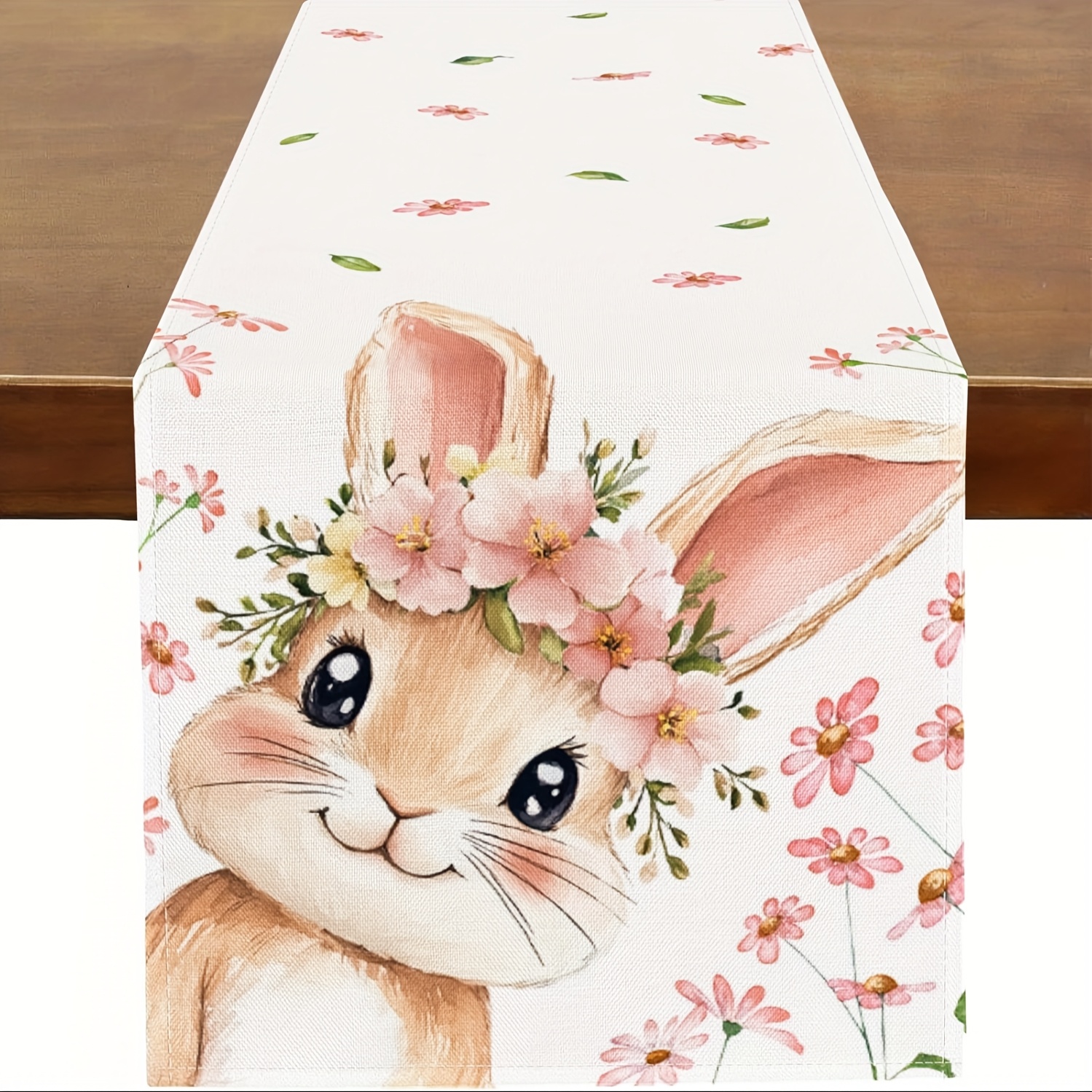 1pc, Easter Table Runner Bunny Rabbits Floral Runner For Table Kitchen Dinning Table Decor For Spring Seasonal Easter Decoration 13 X 36, 13 X 48, 13 X 72, 13 X 108