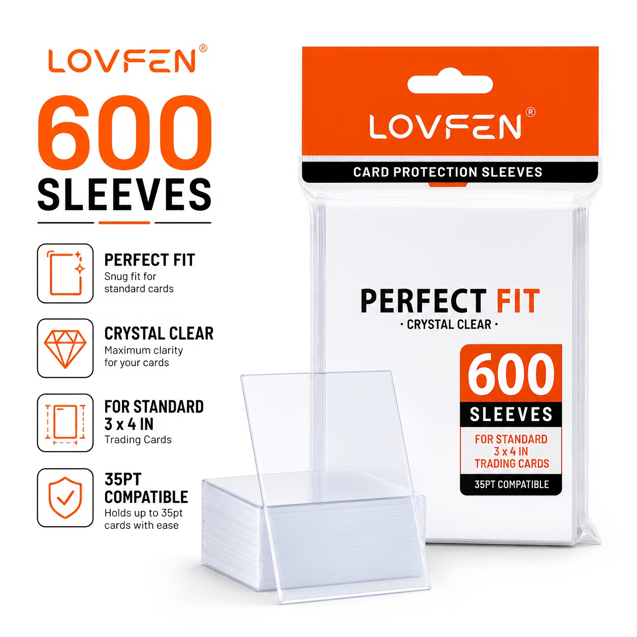 TEMU Lovfen 600/1200/2500/5000 Ct Card Sleeves For Trading Cards, Transparent Soft Trading Card Sleeves, Suitable For Baseball Cards, Sports Cards,