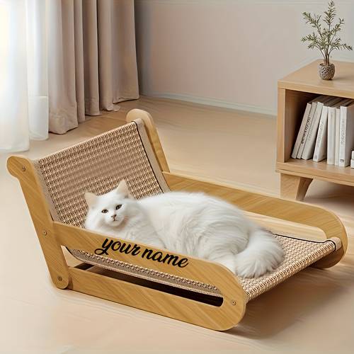 Extra Large Cat Scratching Board & Lounge Chair - Durable Jute Rope, Customizable Name Space, Use for Indoor Cats, Scratch-Resistant & Comfortable Resting Spot, Cat Furniture, Pet Relaxation Spot, Furniture, Scratchresistant Material
