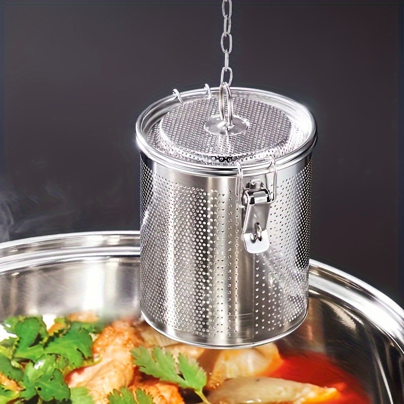 popular   1pc reusable stainless steel spice infuser   mesh loose tea and herbal strainer extended chain kitchen seasoning ball for   loose leaf tea soup and seasonings kitchen accessory details 1