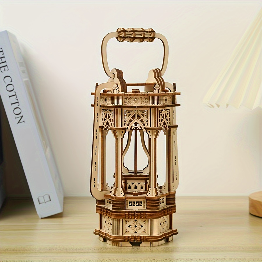 

3d Wooden Puzzles Diy Rotating Vintage Lantern Hands On Activity Model Desk Decor Gifts