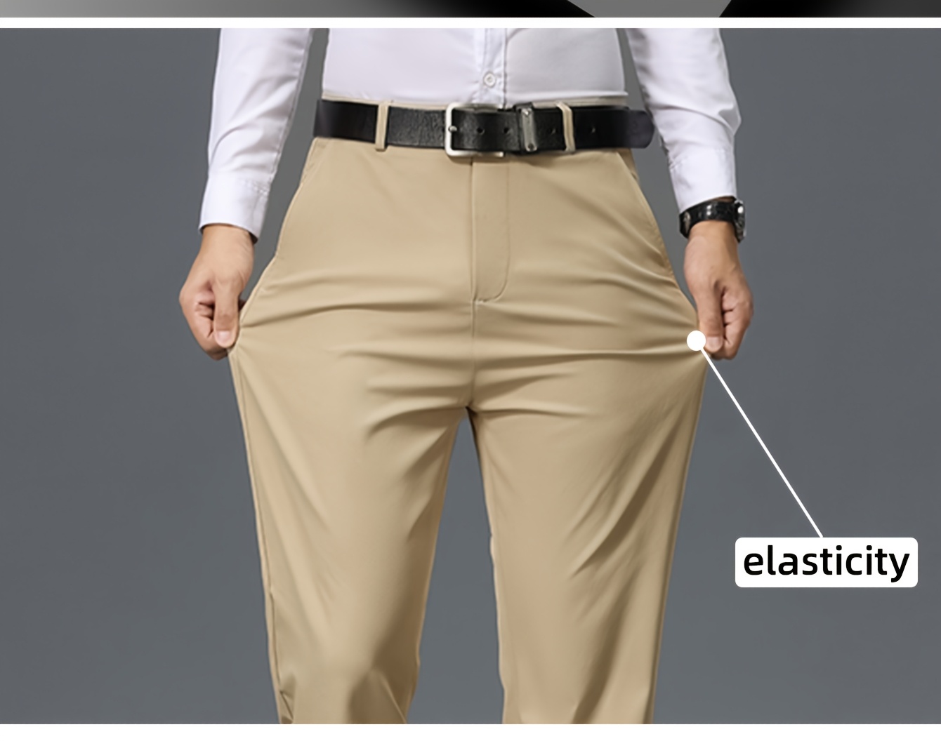 *'S Khaki Dress Pants *-* Solid Color Business Casual Trousers with  Belt Loops and Pockets, Versatile for Office or