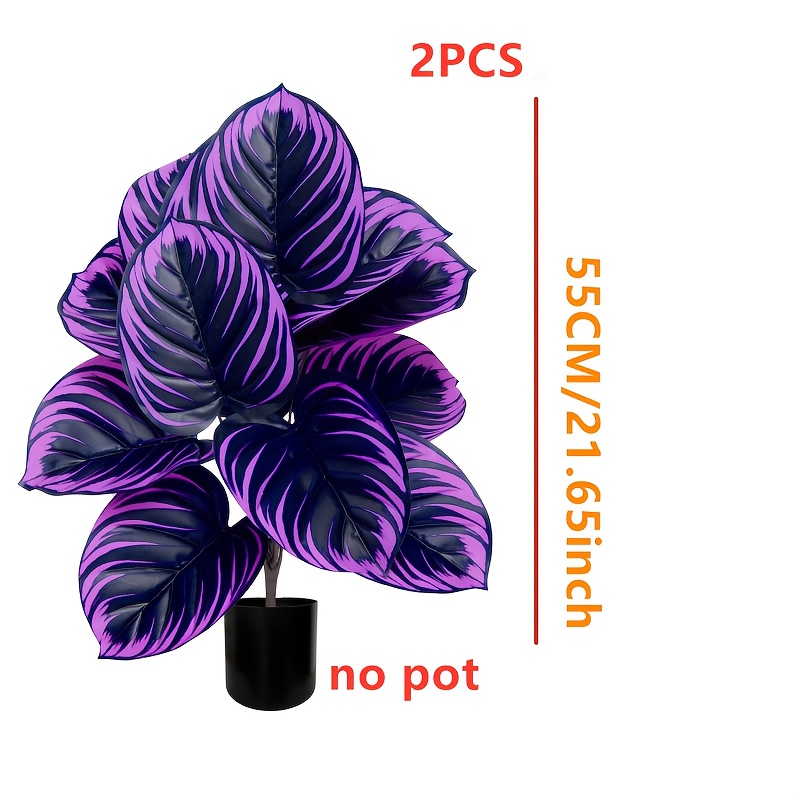 Image of 2pcs Artificial Violet Plants, Dark Greenery For Outdoor Use, Home Decor, Store Displays, Photography Backdrops, And – No Pot Included