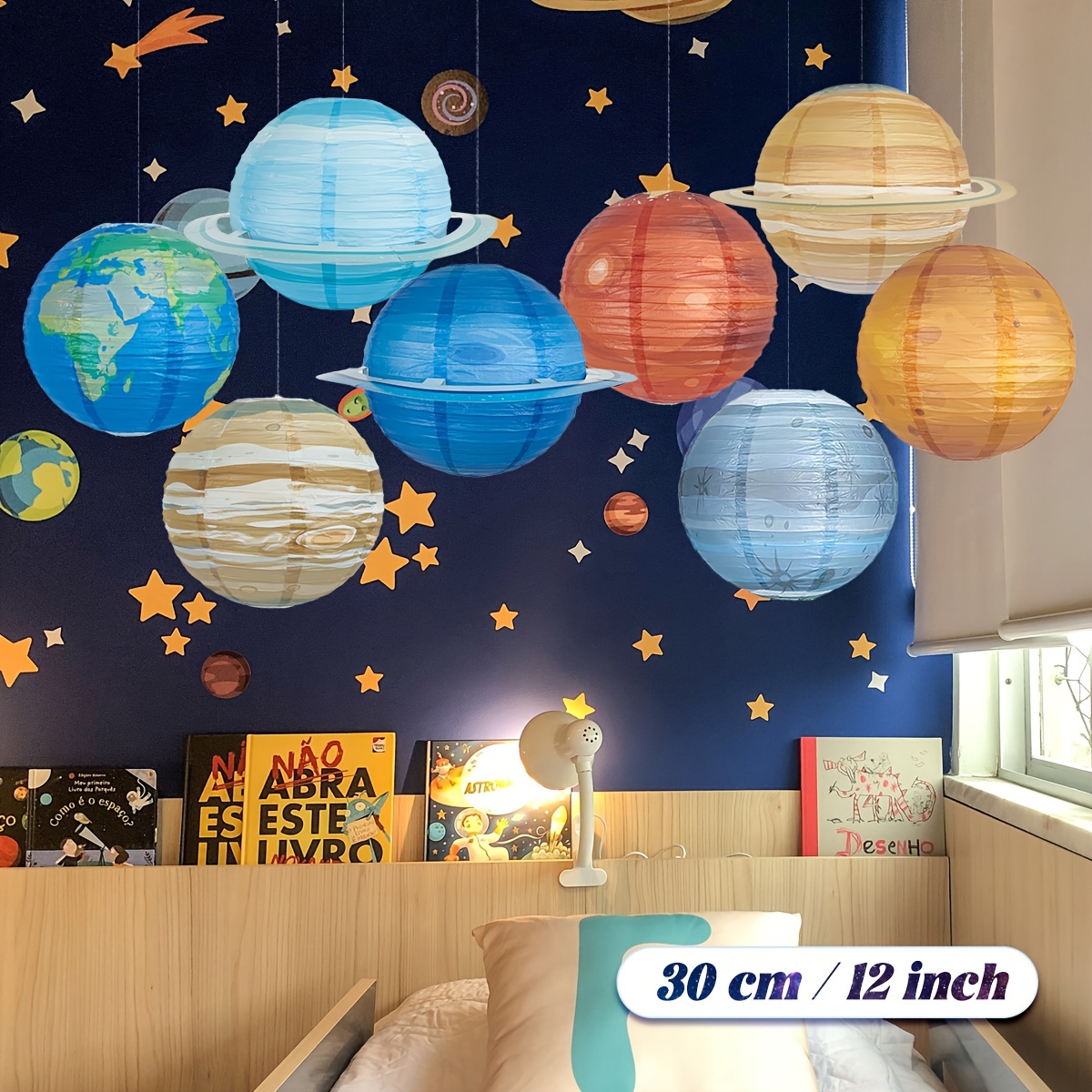 Image of 8pcs 12-inch Planet Paper Lanterns Major Planets Lanterns Kids Outer Space Party Decoration Space Theme Birthday Party Room Hanging