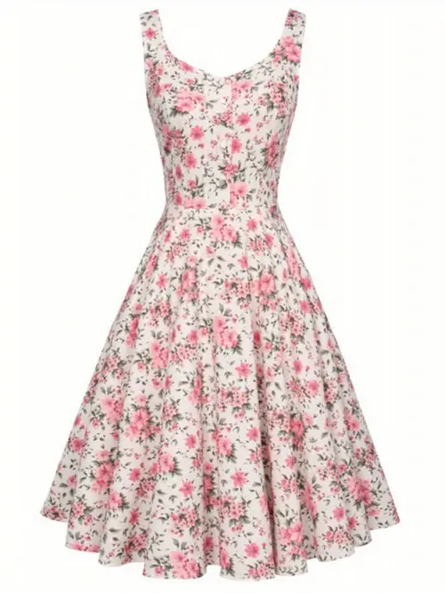 womens floral print v neck sleeveless a line dress casual polyester spandex blend frill detail woven fabric for spring summer floral print dress