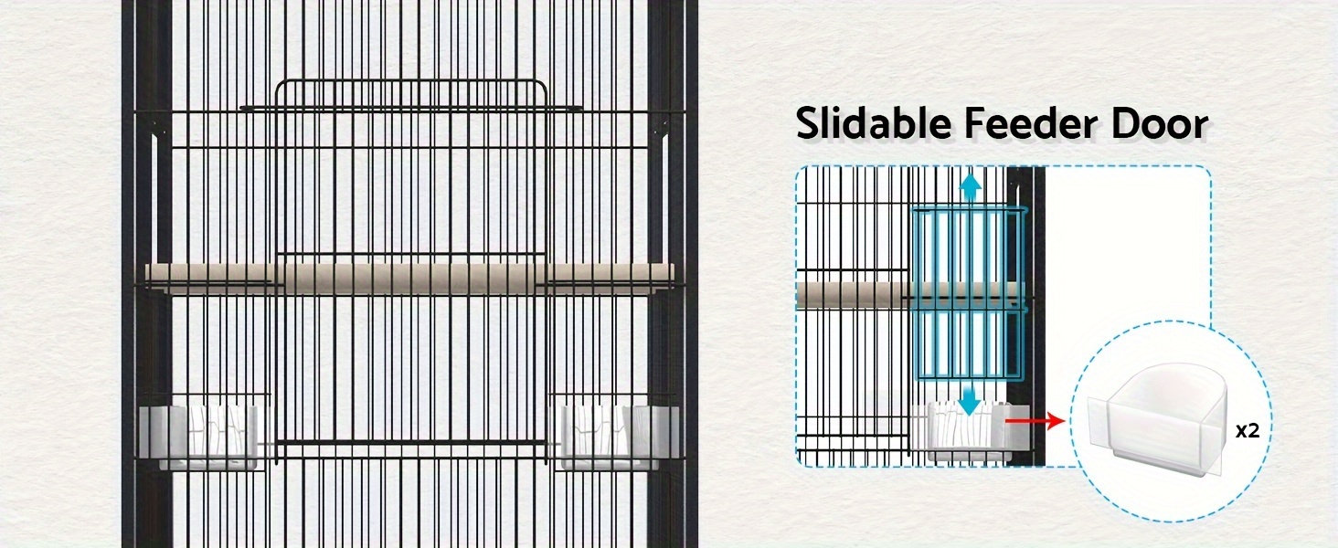   large metal bird cage with 2 perches rotatable wheels brake ideal for parrots budgies     antirust   waterproof tray 85 57cm Product details 3