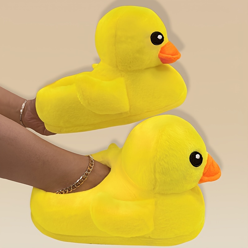 

Cozy Cartoon Duck Plush Slippers For Women - Soft, Warm Indoor Shoes With Non-slip Sole, Winter