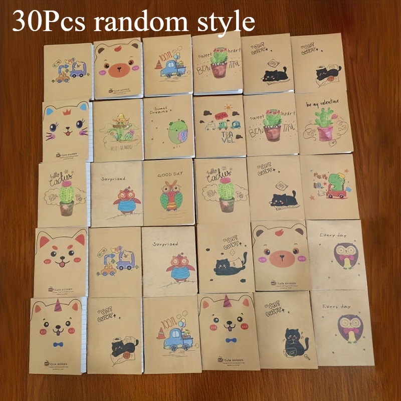 20/30pcs Random Paper Mini Notebook, High-value Notebook, Rich And Cute Patterns, Thickened Paper, Without Ink Bleeding, Portable Pocket Diary, Cute Cartoon Notebook