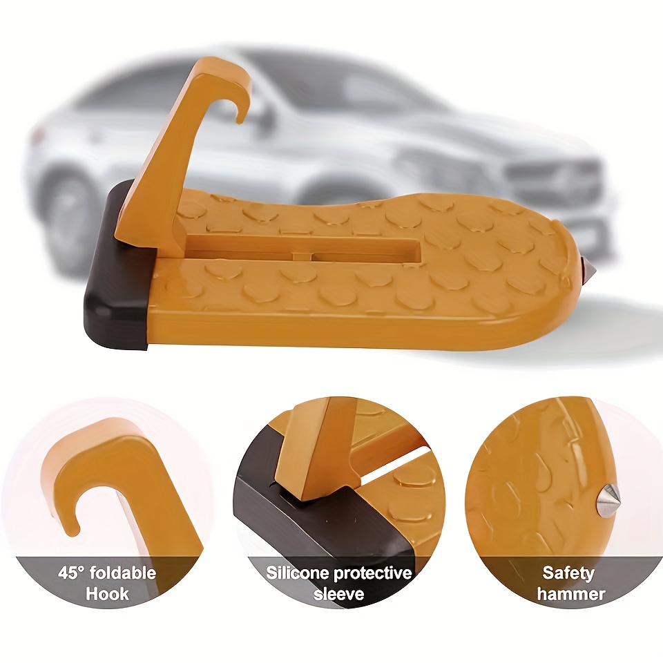 car door step car door step for car roof access folding aluminum alloy car step fits most cars suvs and trucks dark Product details 3