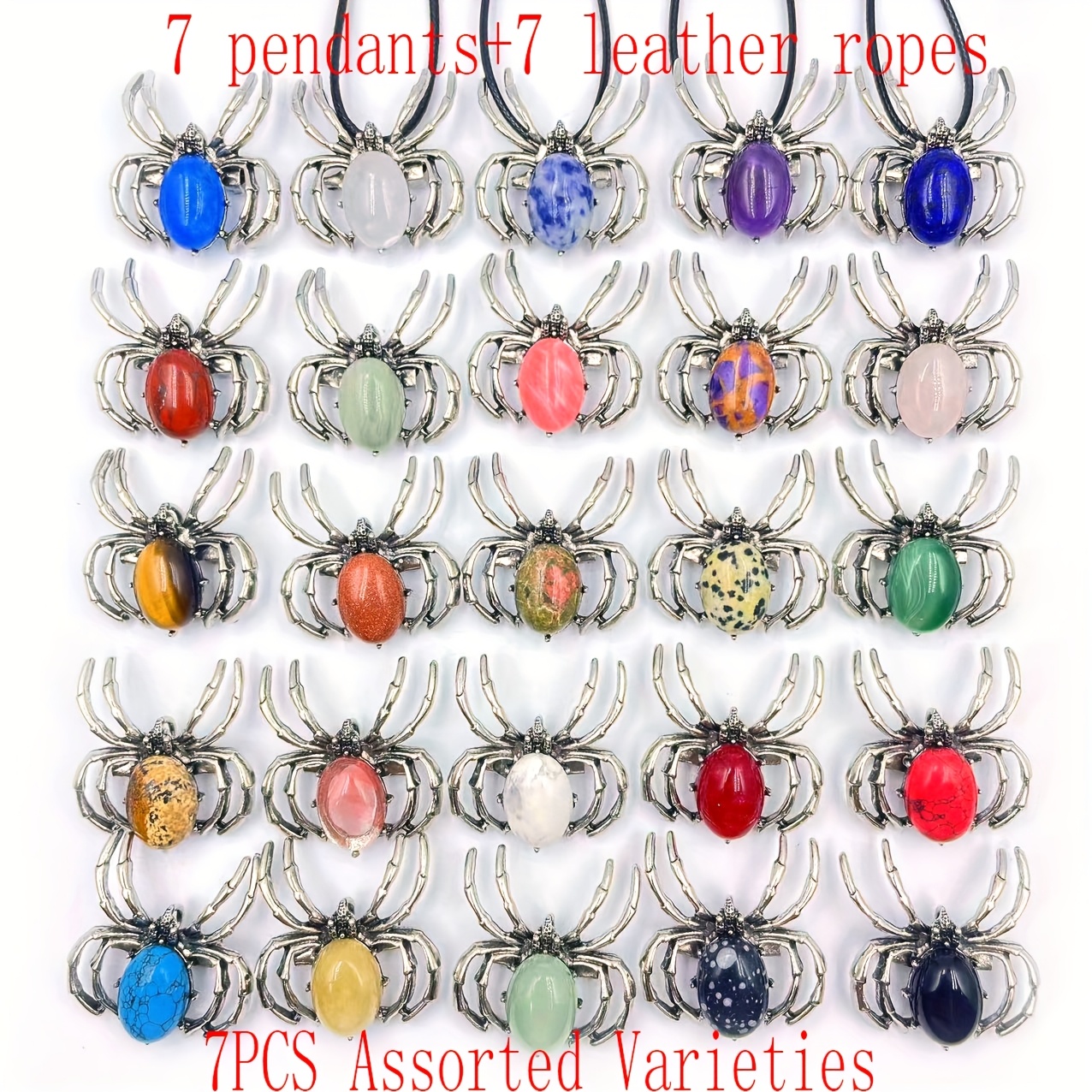 TEMU 4pcs/7pcs Broche en Naturelle Pendentif Araignée DIY Bijoux Collier Idéal pour Port , Cadeaux de Fête, Décorations d'Halloween