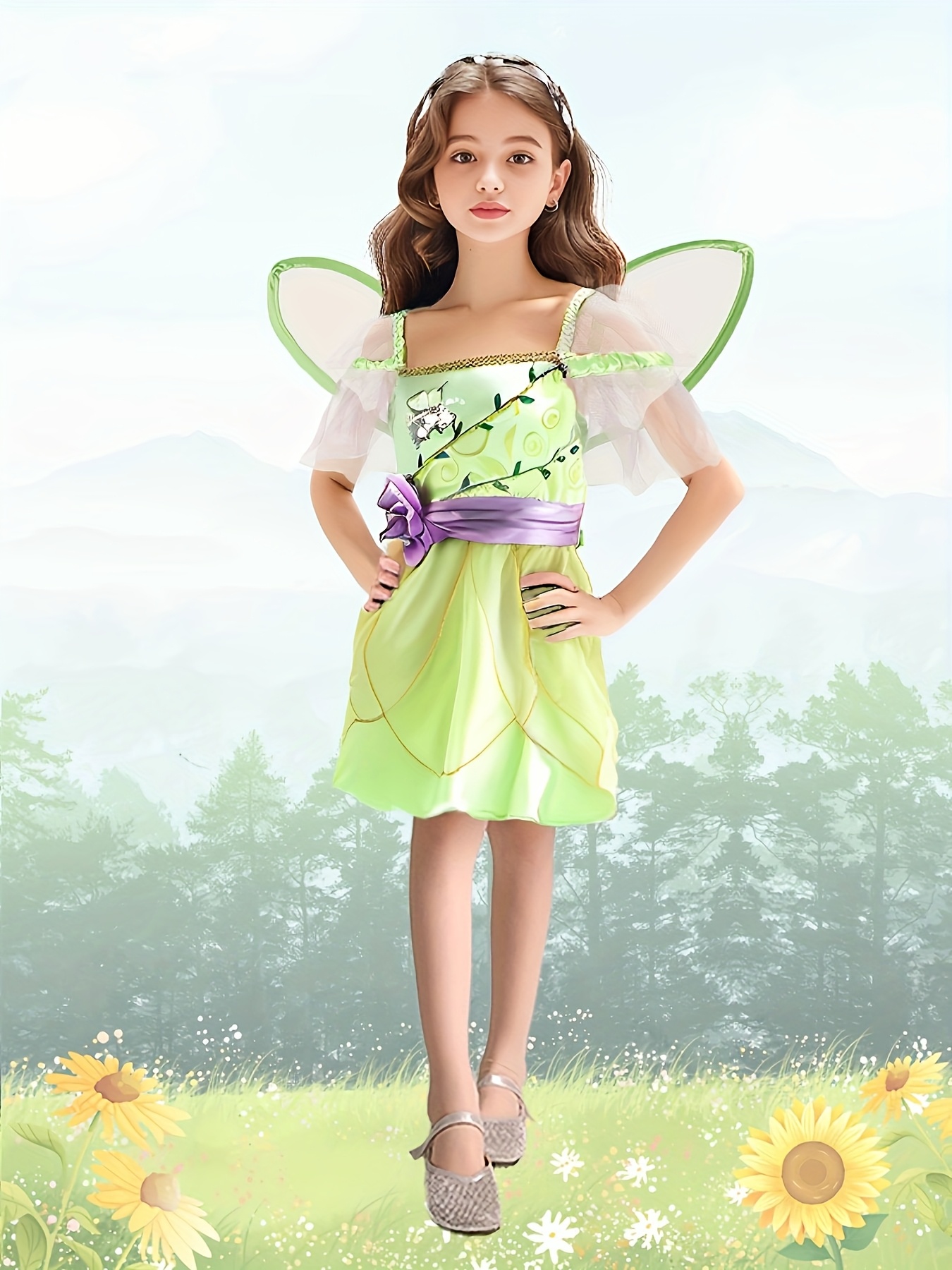 green emerald velvet dress Flower Fairy Dress – Fairy Tong main image 1