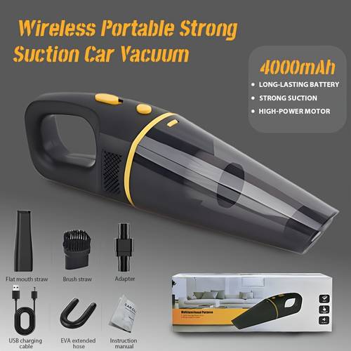 long lasting battery 4000mah cordless handheld car vacuum cleaner with 4500pa high suction usb rechargeable mini dust for pet hair keyboard multiple accessories for deep cleaning