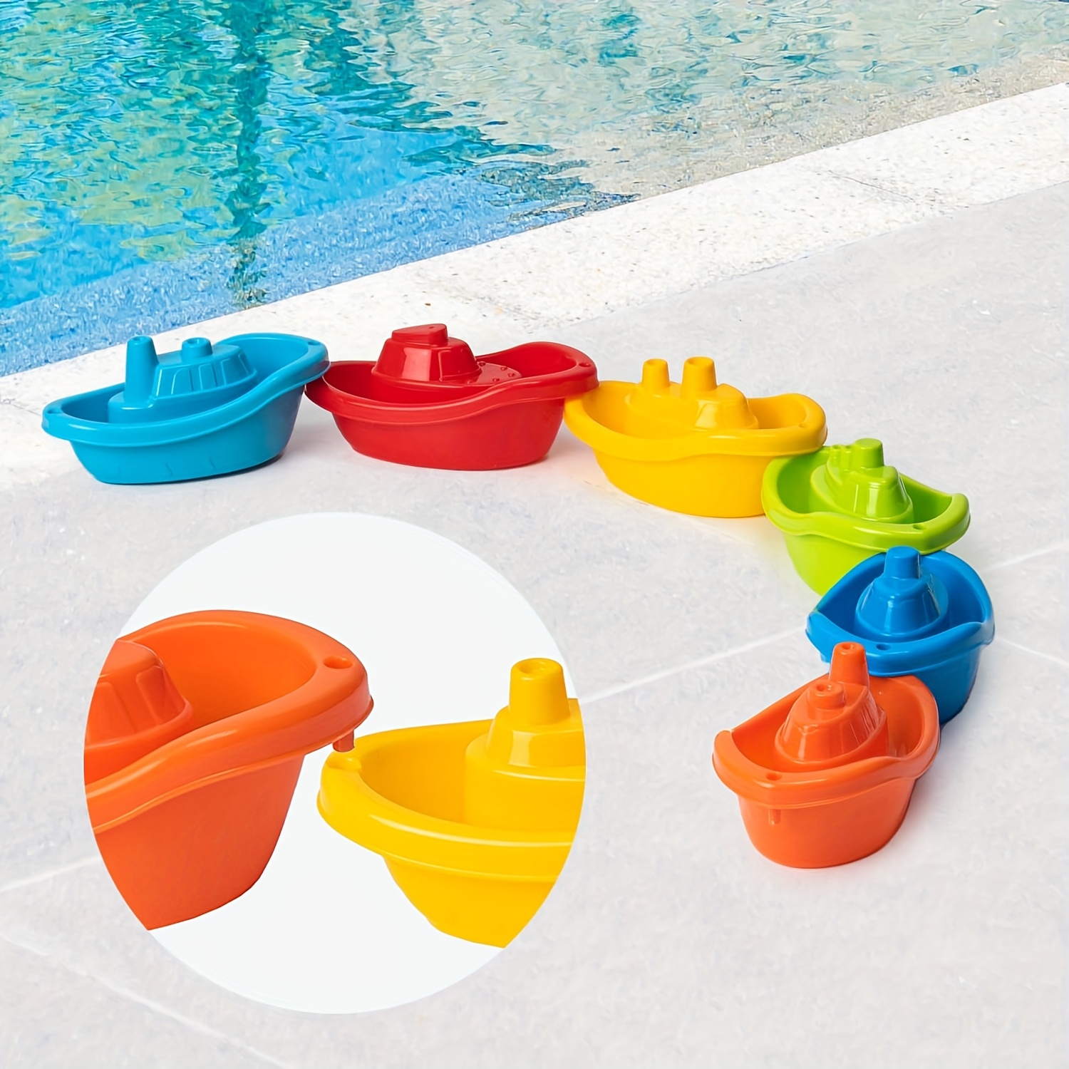 Stackable Boat Toys for Kids &ndash; Bath, Pool & Beach Toddler Water Toy Set