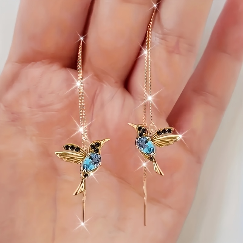 Un par de lindos pendientes de borla de colibrí, joyería con colgante temática de animales, adecuados para el uso diario de las mujeres y ocasiones especiales como bodas