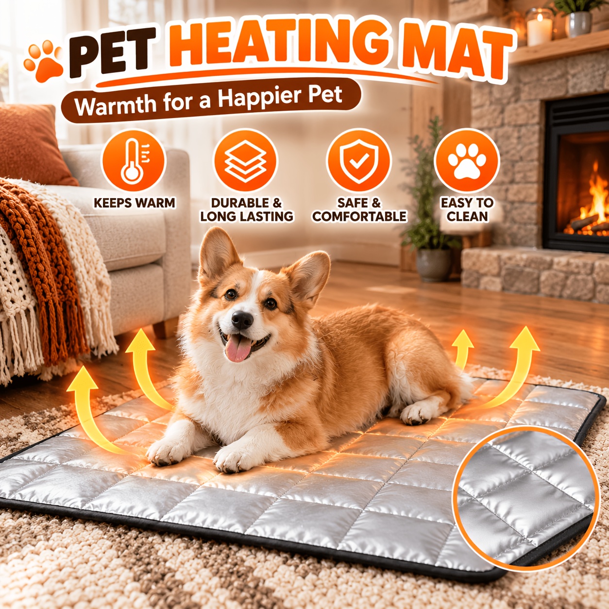 Thickened Reversible Warm Pet Bed Mat Suitable for Small Dogs & Cats, Double-Sided Washable Soft Cushion with Grid Cooling Suitable for Puppy Kitten, Indoor Bed Pad for Under 18 Lbs Pets, Reusable for Crate Bedding Cozy Resting Pad