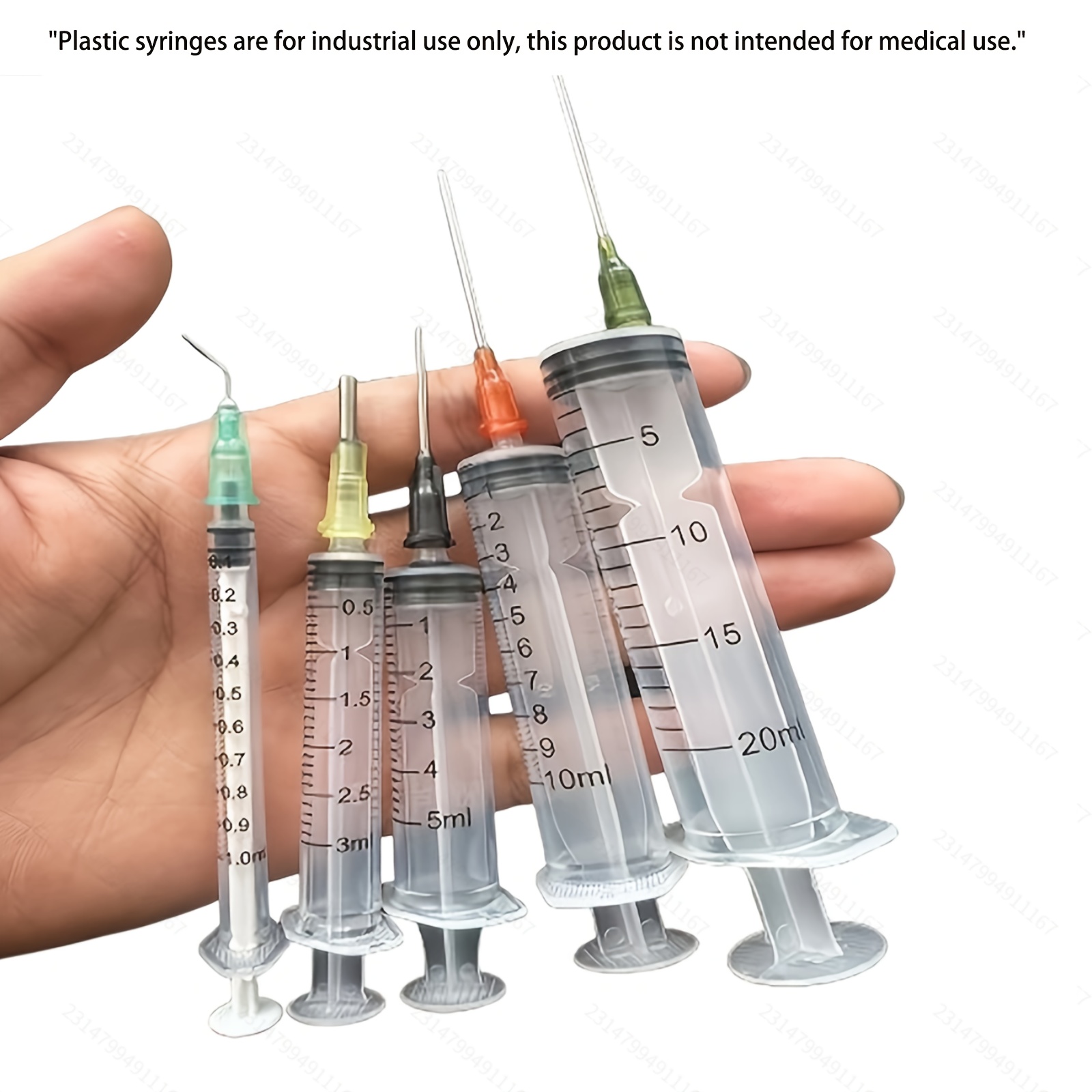 Image of Renus5pcs Syringe Set With Blunt Needles, Sizes (0.03oz, 0.1oz, 0.17oz, 0.34oz, 0.68oz), Plastic, For , Measuring, Scientific , Plant Watering