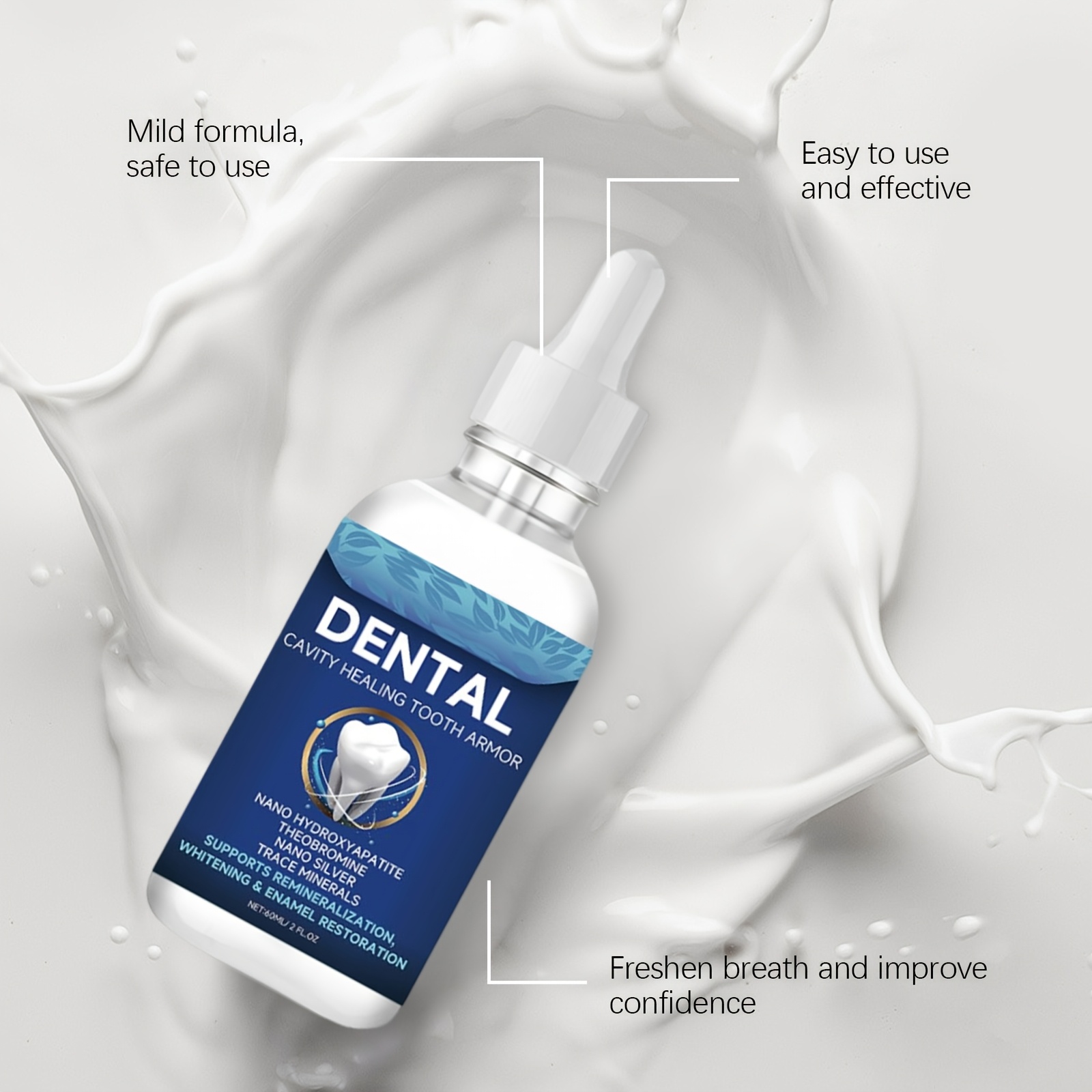 ORALHOE Natural Tooth Care Liquid - 2.03oz - Gentle and Non-Irritating for Daily Oral Hygiene, Supports Enamel Care, Portable for Travel · Ideal Valentine'S Day Gift