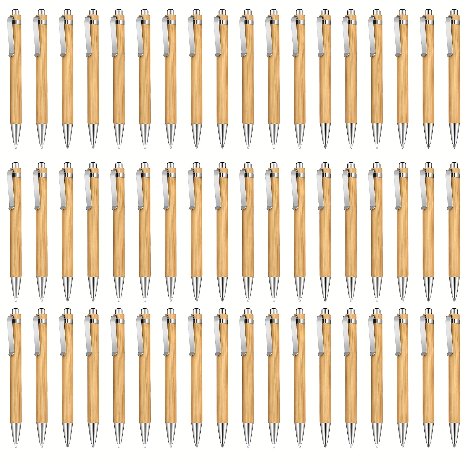 Image of 54pcs Bamboo Pens Bulk,wooden Retractable Ballpoint Pens,bamboo Ballpoint Pen,1.0mm Ink Pens Wood Ballpoint Pen For Journal School Office Supplies