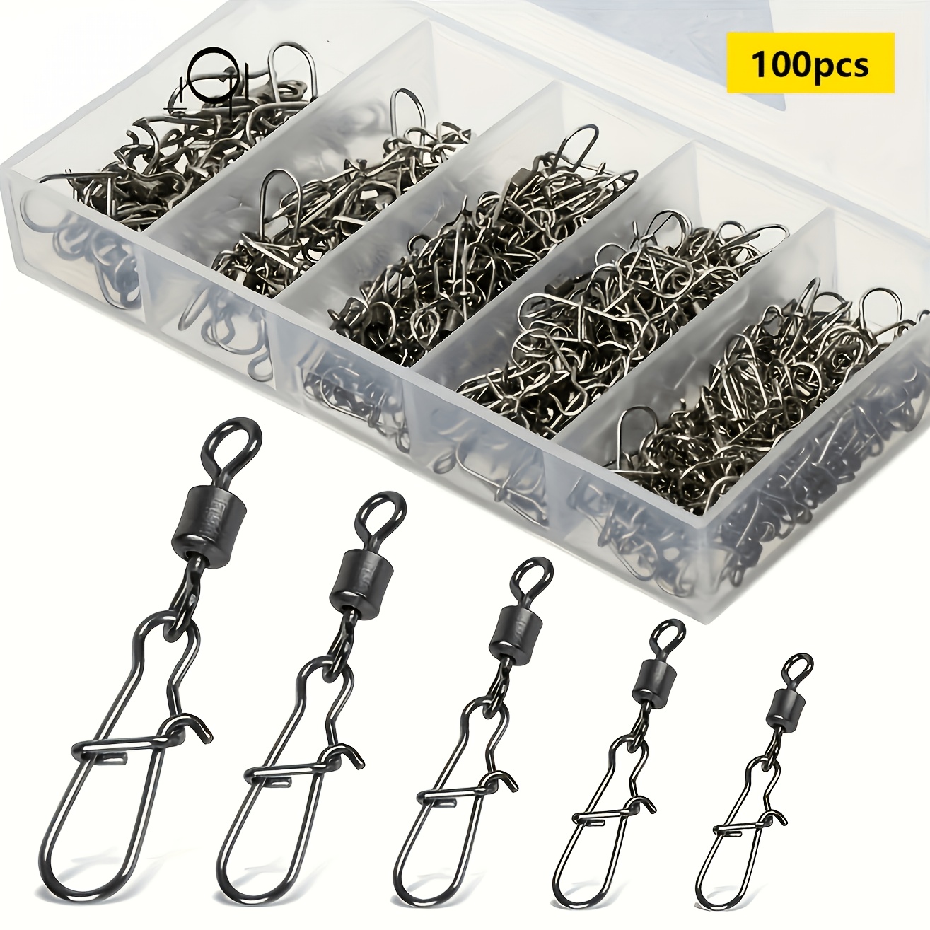 50/100pcs Rolling Swivel Fishing Additions - Options (4#-12#), Angler' For Performance And
