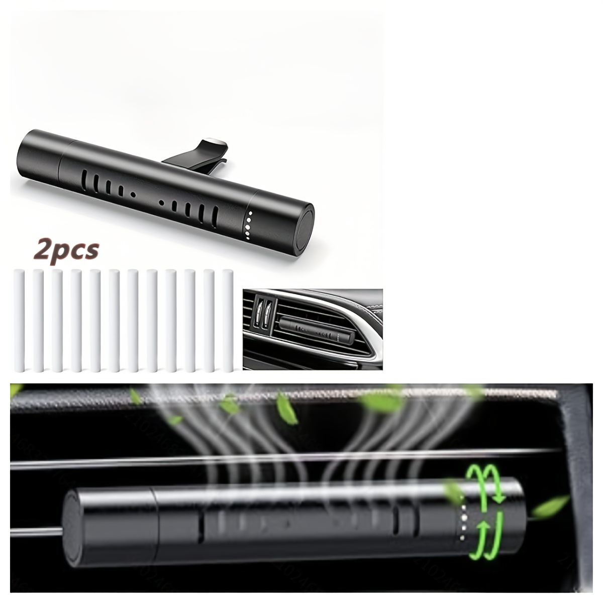 Image of 2pcs Creative Car Air Vents, Atmosphere Decorations, Car Air Conditioning, Aromatherapy Sticks, Clips, Metal Decorative Items, Complimentary Aromatherapy Sticks Fragrance-free, Without Battery