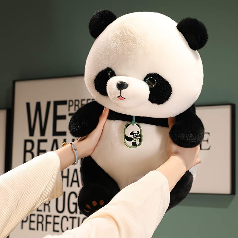 24cm 9 44in cute panda plush toy soft polyester stuffed animal with black white panda design   eyes carrot tail   halloween easter christmas birthday gifts