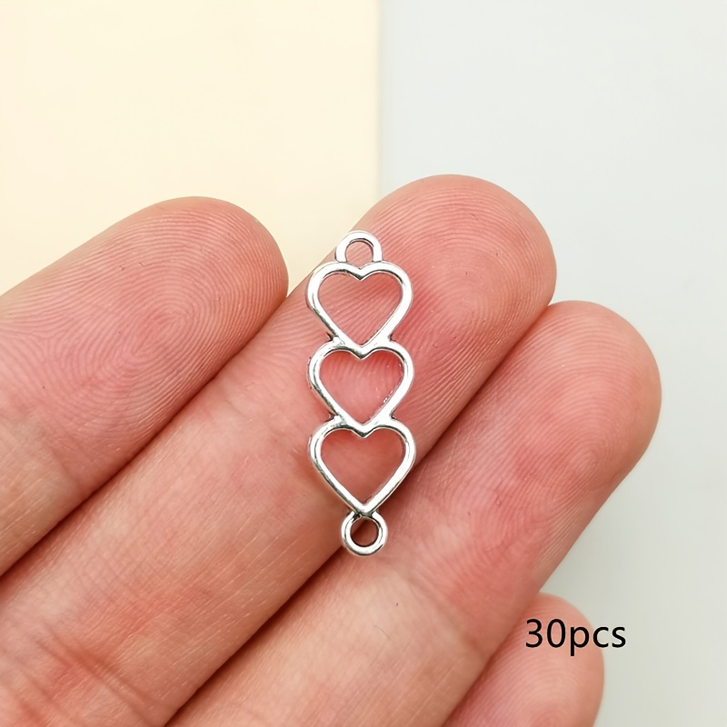 Image of 30pcs/8x24mm Multilayer Heart Charm Connectors Handmade Earrings Bracelet Necklace Additions Bag Keychain Pendants Handmade Jewelry Additions Clothing Additions