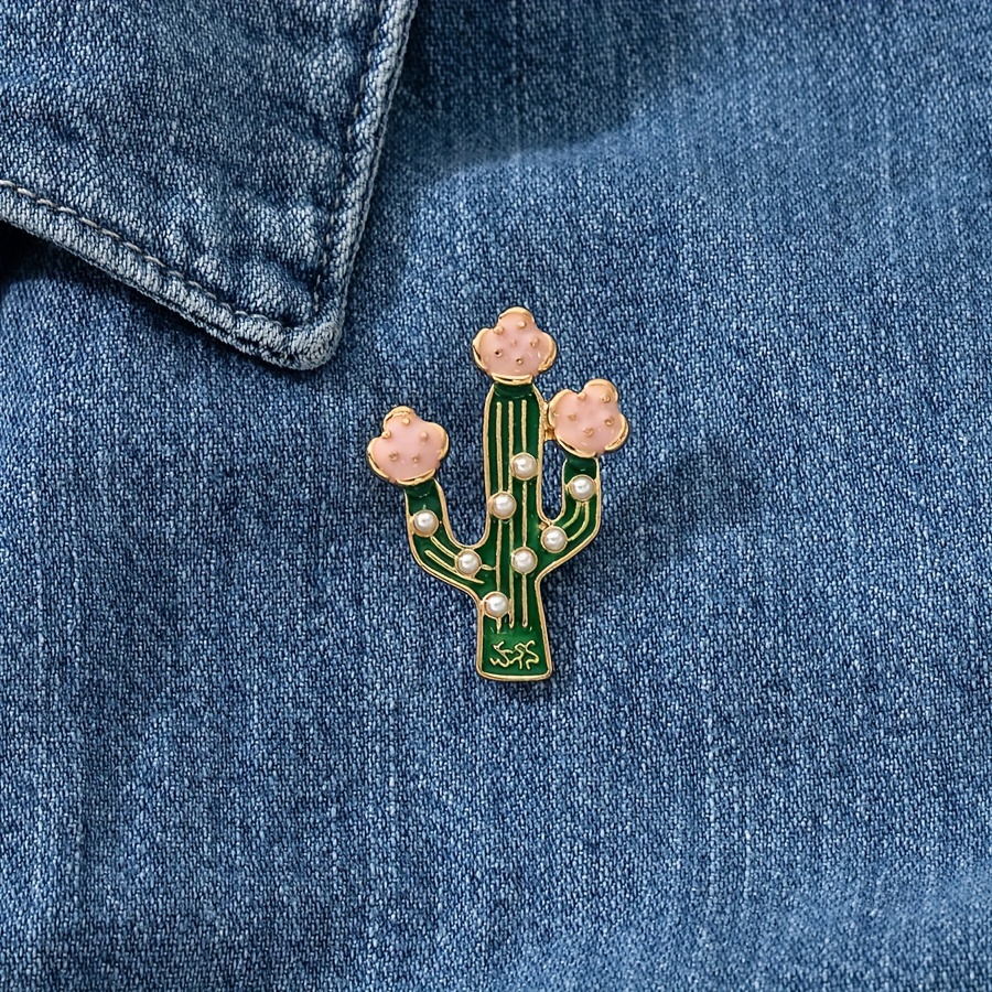 

Broche Chic Cactus avec Perles - , Parfaite pour Tenue Décontractée & Style