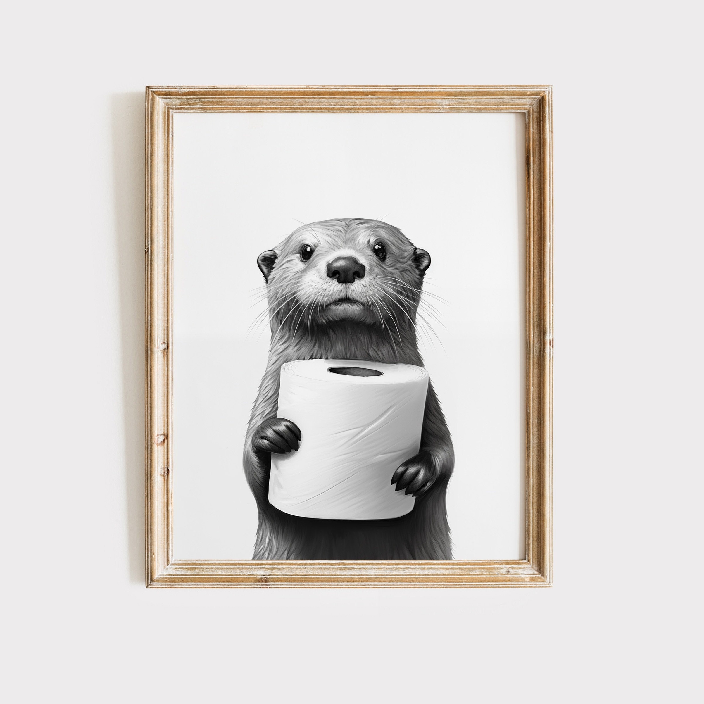 

Modern Otter Art Canvas Print Set, 1 Piece Frameless Wall Art, Humorous Black And White Animal Poster, Versatile Home Decor For Living Room, Bedroom, Bathroom, Hallway - Ideal Gift