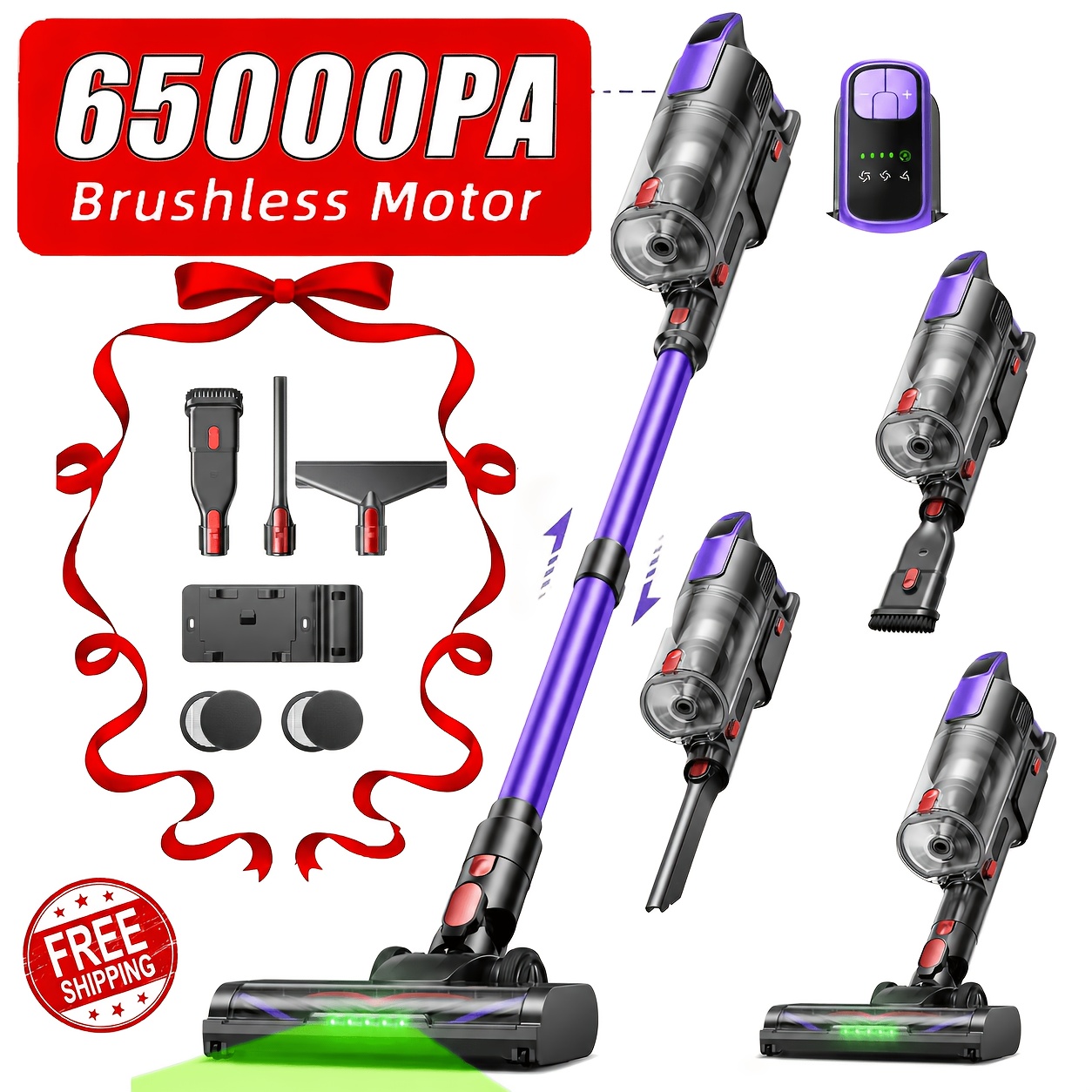 TEMU Aspiradora Inalámbrica Buture 65KPa, Potente y , 4 en 1, Aspiradora de Varilla, Aspiradora Vertical de , Pantalla LED, Autonomía de 55 , Ideal