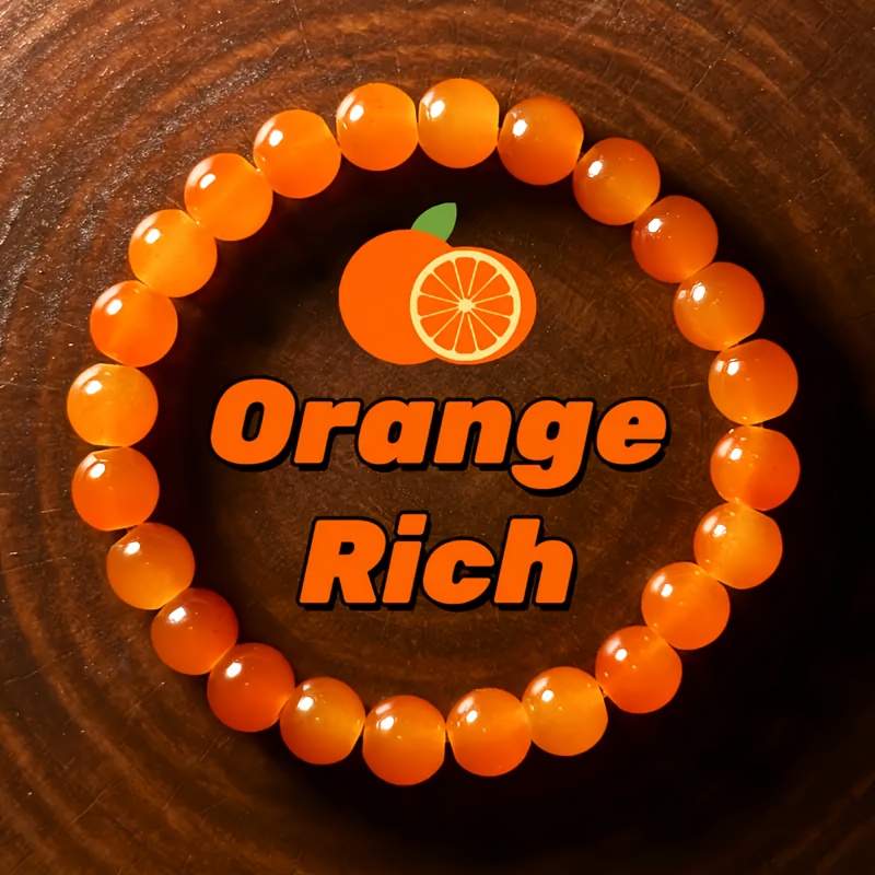 Natural Orange Bead Bracelet 8mm for Casual Attire
