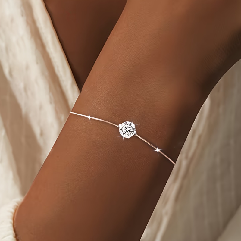 E-shop 1 Armband, Sterlingsilber, mit synthetischem Zirkonia synthetischem Zirkonia in Fischgrätmuster, ein vielseitiger modischer neuer Stil für den ,